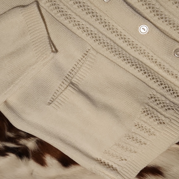Vintage White Button Sweater Sz PL - Picture 3 of 7
